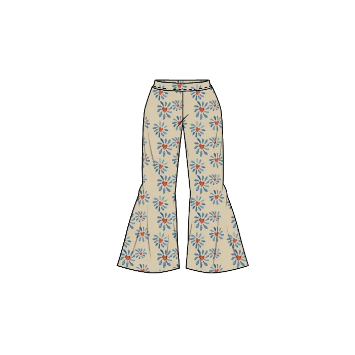 Ammehoela Flared Broek Creme/Rood/Blauw Hartjes