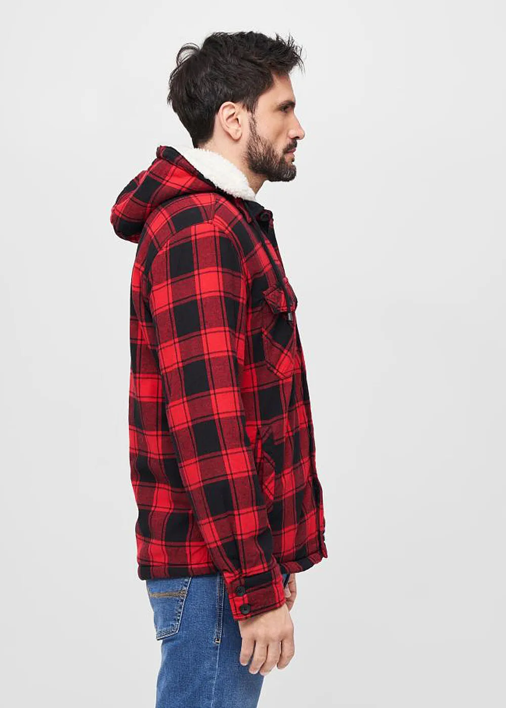 Brandit Heren Houthakkersjack met Capuchon Geruit rood zwart