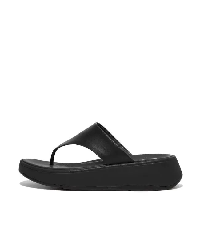 FITFLOP FMODE FLATFORM TOEPOST SANDALS ALL BLACK SLIPPERS