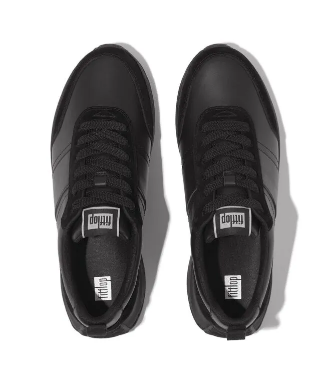 FITFLOP FMODE FLOW SNEAKER  LEATHER/ALL BLACK BLACK SNEAKERS / VETERSCHOENEN