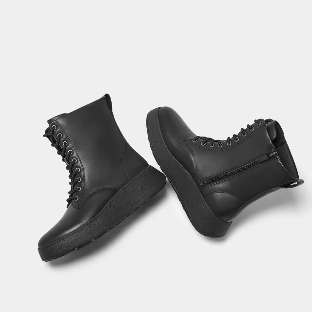 FITFLOP FMODE LEATHER LACEUP FLATFORM ANKLE BOOTS