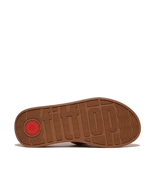 FITFLOP FMODE RAWEDGE LEATHER FLATFORM HBAR SLIDES SLIPPERS