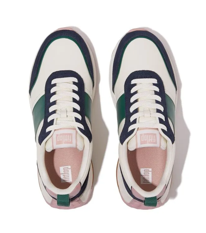 FITFLOP FITFLOP FMODE FLOW SNEAKER  LEATHER & SUEDE MIX MIDNIGHT NAVY SNEAKERS / VETERSCHOENEN