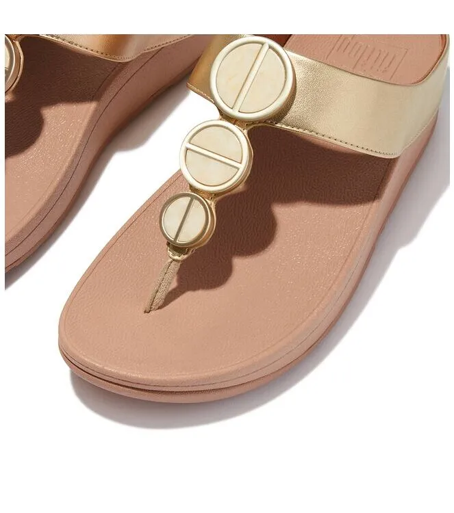 FITFLOP HALO METALLICTRIM TOEPOST SANDALS PLATINO SLIPPERS