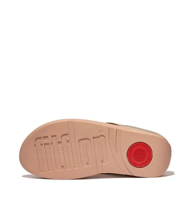 FITFLOP HALO METALLICTRIM TOEPOST SANDALS PLATINO SLIPPERS