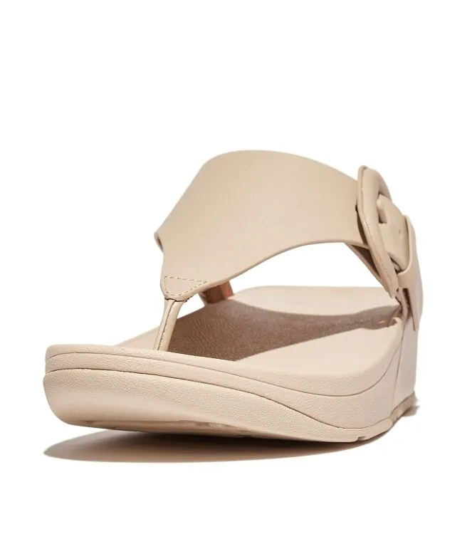 FITFLOP LULU COVEREDBUCKLE RAWEDGE LEATHER TOETHONGS SLIPPERS