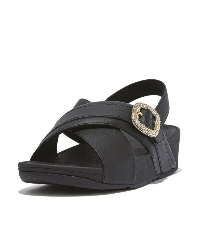 FITFLOP LULU CRYSTALBUCKLE LEATHER BACKSTRAP SANDALS SANDALEN