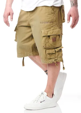 Geographical Norway Heren Cargo Shorts met 6 zakken en riem groen