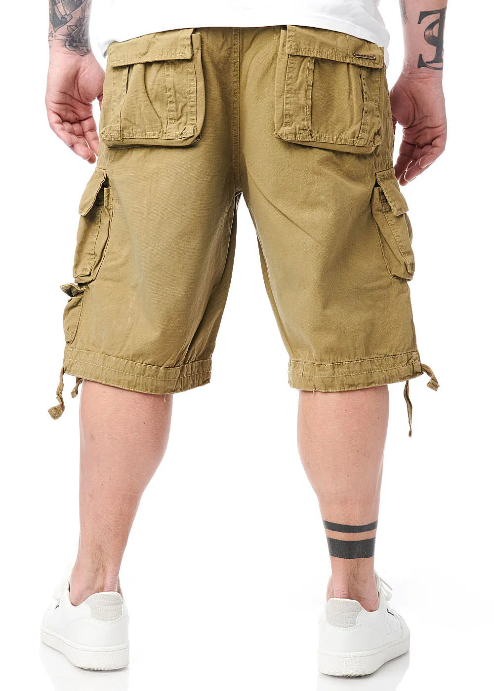Geographical Norway Heren Cargo Shorts met 6 zakken en riem groen