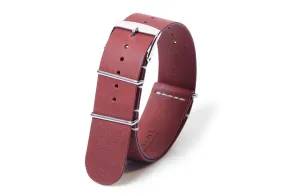 Horlogeband 22mm nato kalfsleer wijnrood