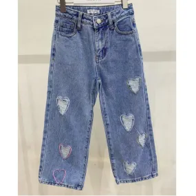 Jeans blauw hartjes 55