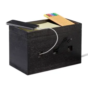 Kabelbox bamboe zwart