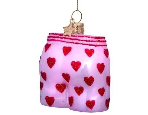 Kerstbal Boxershort Roze met Hartjes