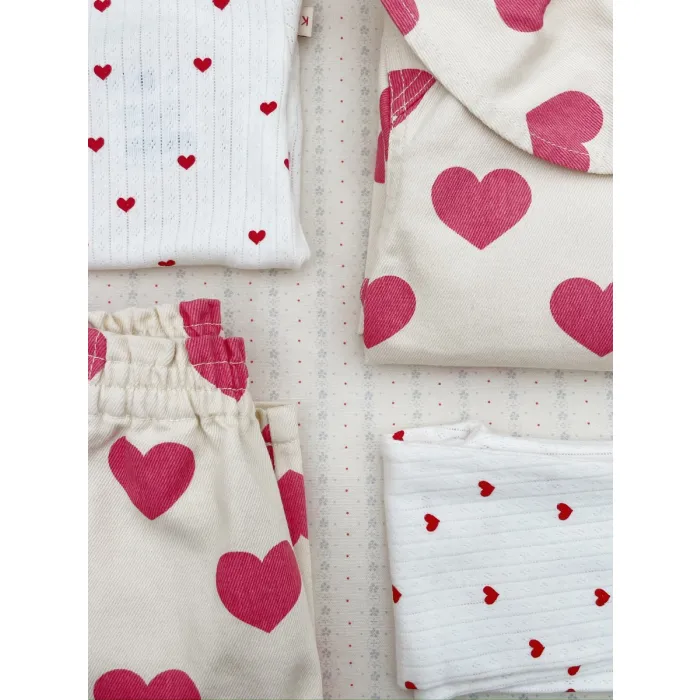 Konges Slojd Legging Wit/Rood Hartjes Pointelle
