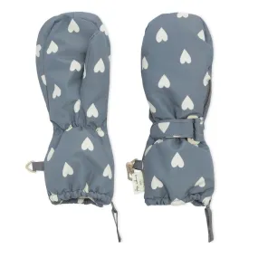 Konges Slojd Nohr snow mittens Aisuru storm wanten handschoenen moffen blauw met hartjes