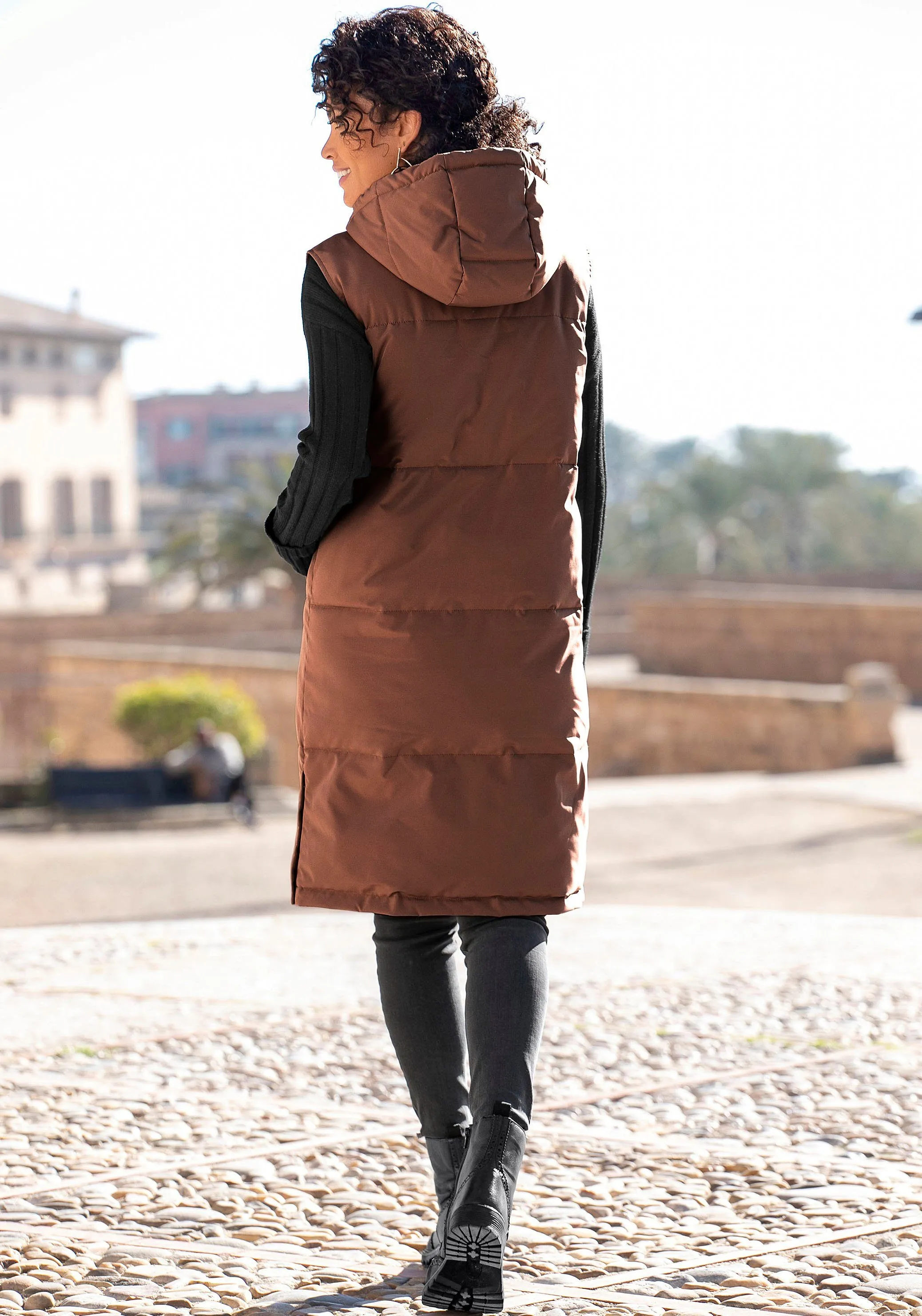 Lascana Bodywarmer met breedtestiksels in een lang model