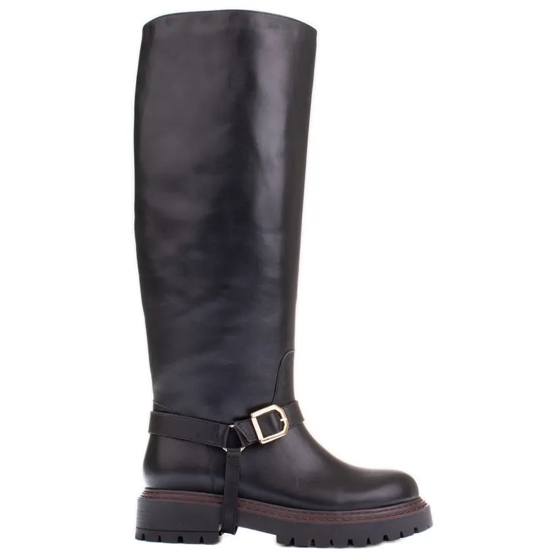 Marco Shoes Trapper laarzen met een breder bovenwerk zwart
