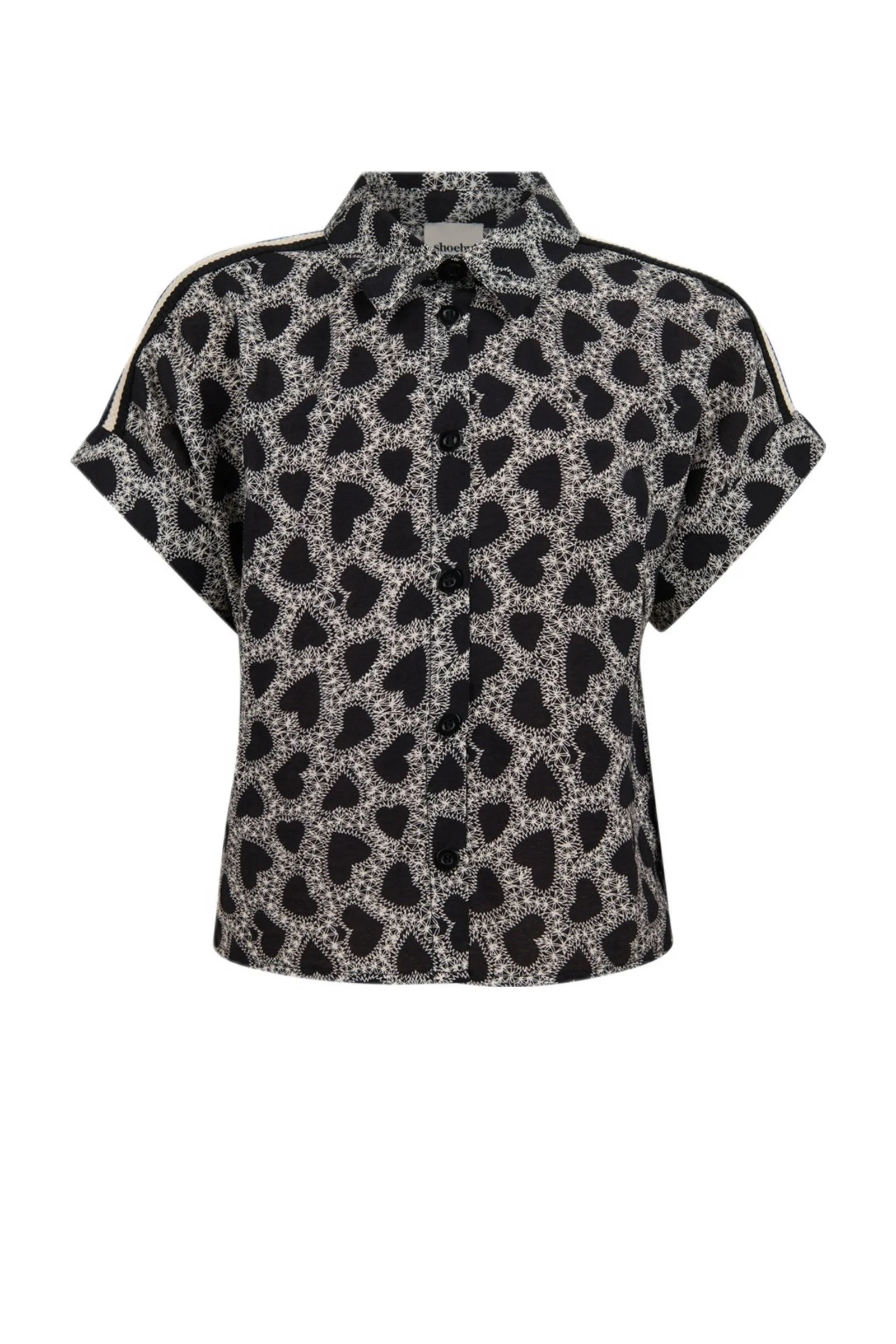 Shoeby blouse met hartjes zwart Meisjes Viscose Button down Hartjes 146 152