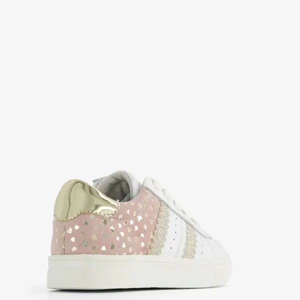 TwoDay leren meisjes sneakers met gouden hartjes