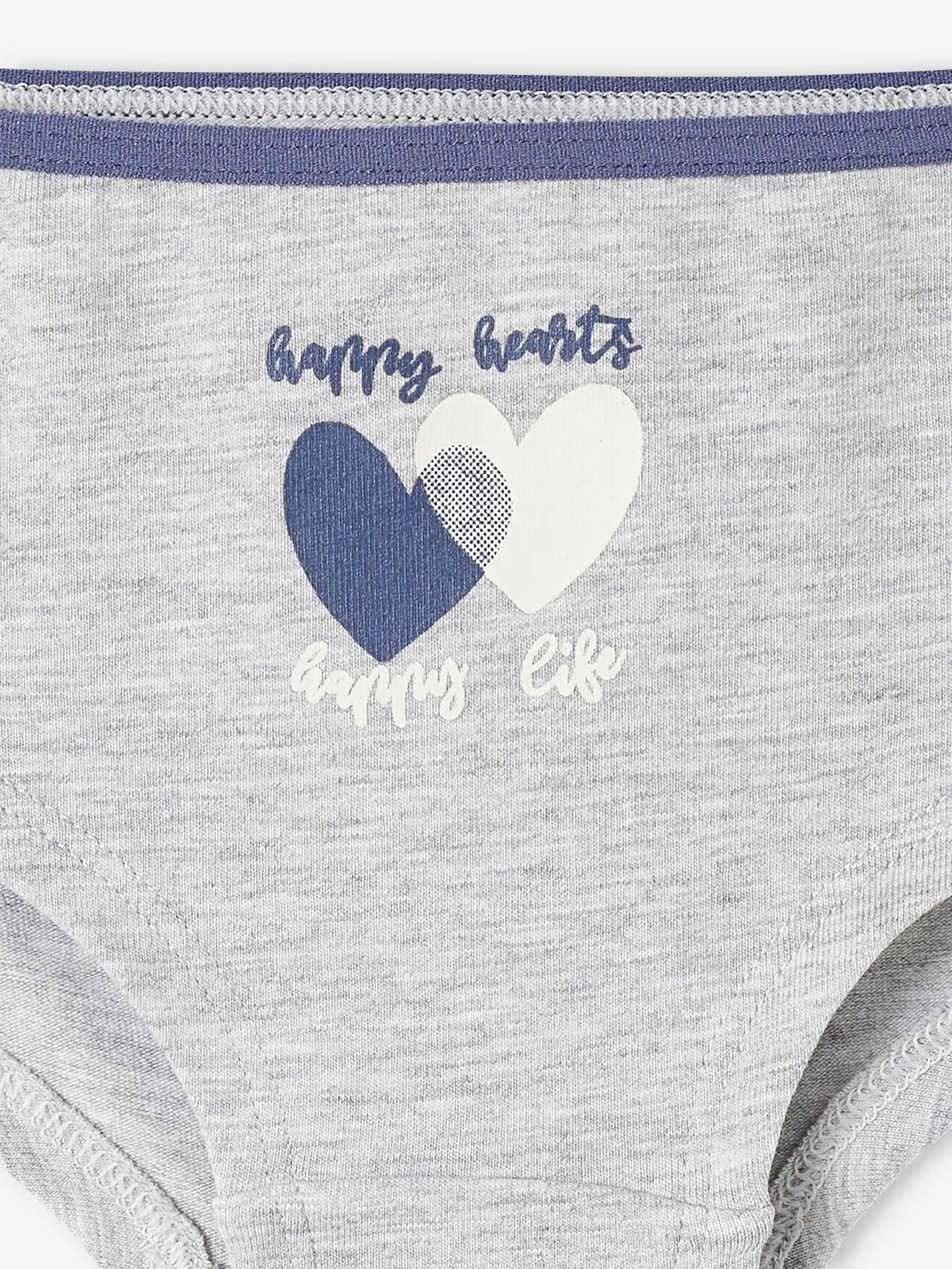 VERTBAUDET  SET MET 7 SHORTIES MET HARTJES VOOR MEISJES  BLAUW