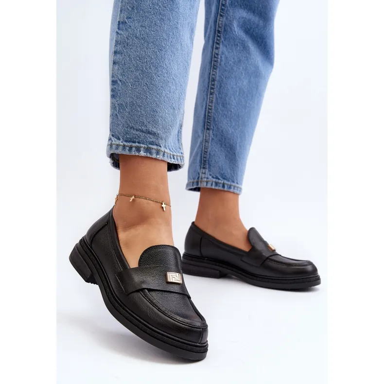 Zazoo 20165 leren damesmocassins, zwart